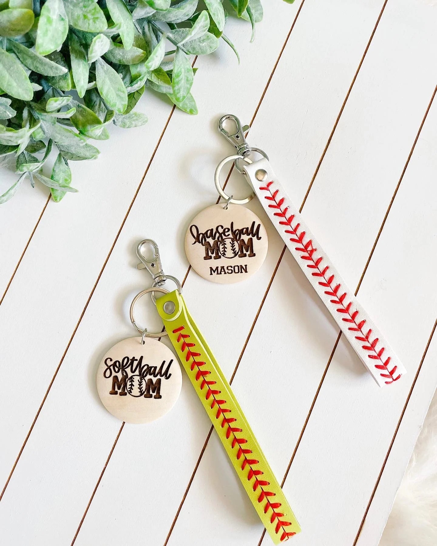 Baseball or Softball Mom Wristlet Keychain