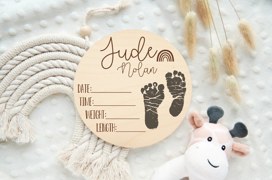 Rainbow Baby Footprint Sign