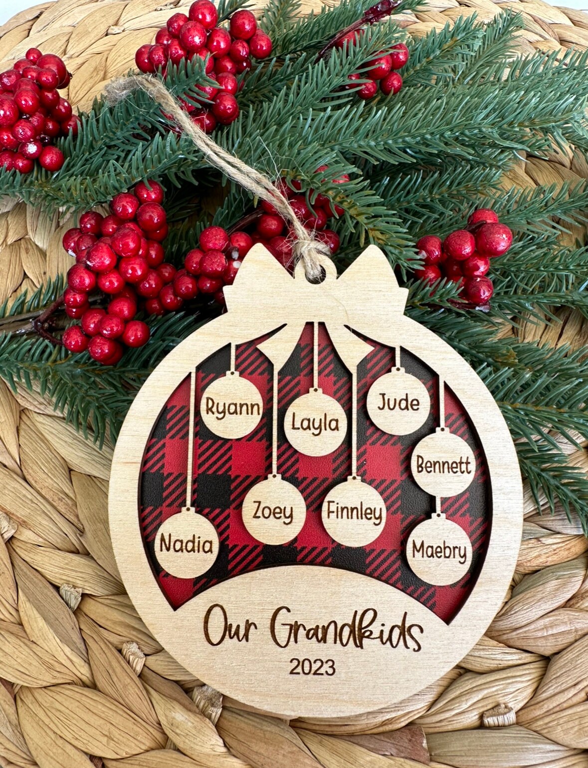 Buffalo Plaid Family Ornament