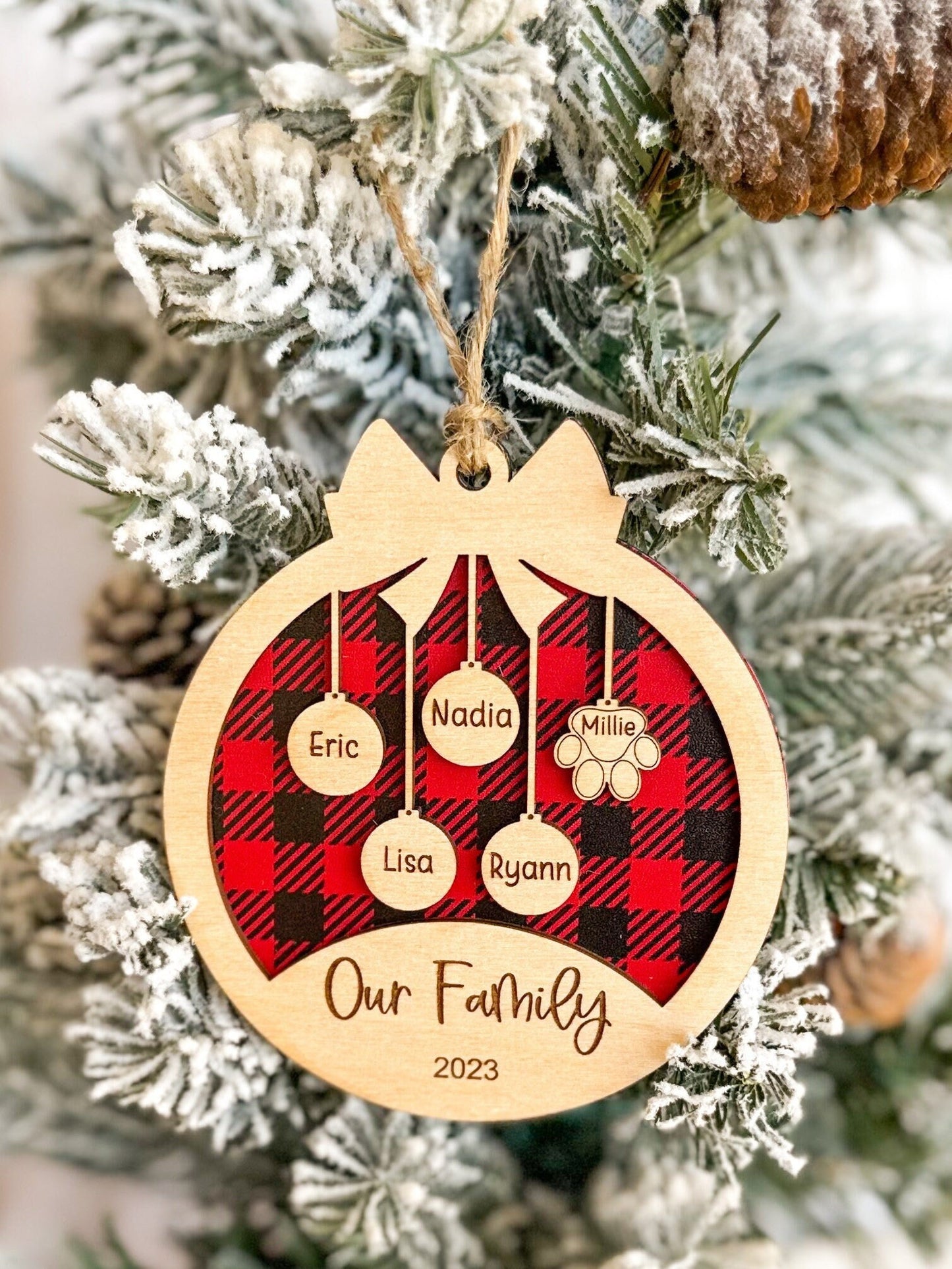 Buffalo Plaid Family Ornament